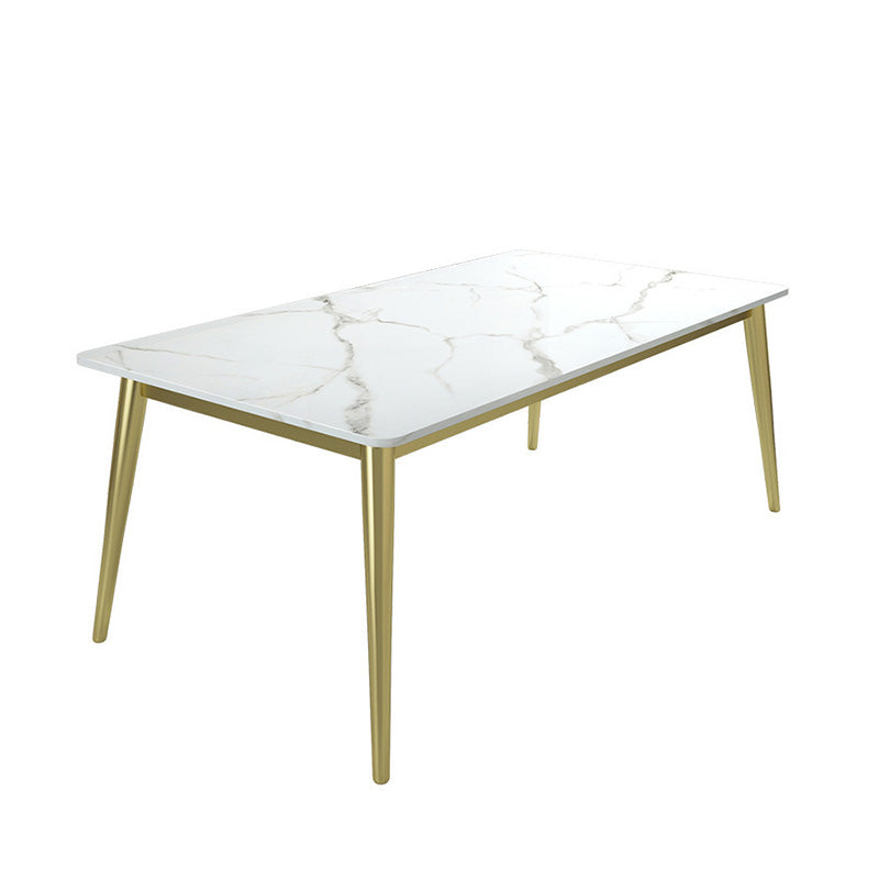 Rectangle 4 Legs Dining Table Glam Style Stone Table for Kitchen