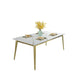 Rectangle 4 Legs Dining Table Glam Style Stone Table for Kitchen