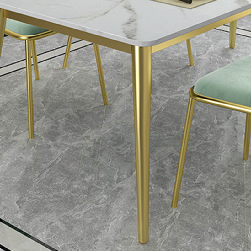 Rectangle 4 Legs Dining Table Glam Style Stone Table for Kitchen