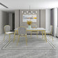 Rectangle 4 Legs Dining Table Glam Style Stone Table for Kitchen