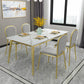 Rectangle 4 Legs Dining Table Glam Style Stone Table for Kitchen