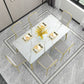 Rectangle 4 Legs Dining Table Glam Style Stone Table for Kitchen