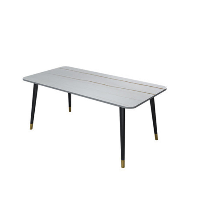 Table à manger rectangulaire à base noire, Table en pierre glamour pour la cuisine