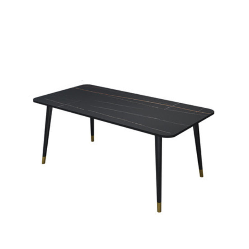 Table à manger rectangulaire à base noire, Table en pierre glamour pour la cuisine