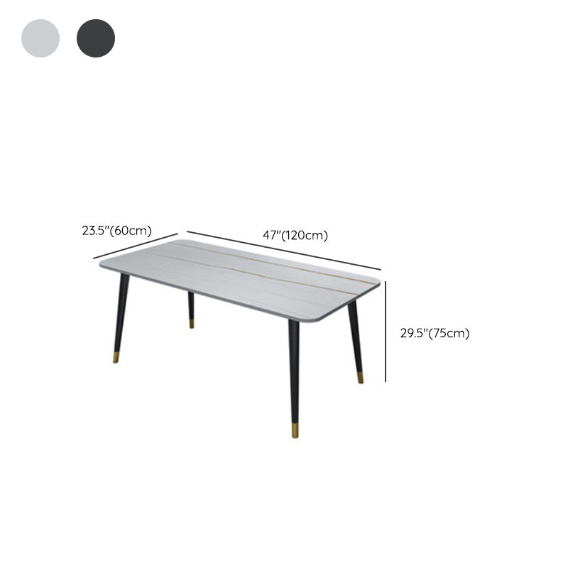 Table à manger rectangulaire à base noire, Table en pierre glamour pour la cuisine