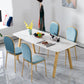Rectangle Golden Base Dining Table Glam Faux Marble Table for Kitchen Gloss White 55.1"L x 31.5"W x 29.5"H Without Chairs Clearhalo 'Dining Tables & Seating' 'Dining Tables' 'dining_table' 'furn' 'furn_dining_table' 'Furniture' 'Kitchen & Dining Furniture' 6419186