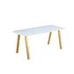 Rectangle Golden Base Dining Table Glam Faux Marble Table for Kitchen Gloss White Without Chairs Clearhalo 'Dining Tables & Seating' 'Dining Tables' 'dining_table' 'furn' 'furn_dining_table' 'Furniture' 'Kitchen & Dining Furniture' 6419187
