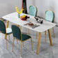 Rectangle Golden Base Dining Table Glam Faux Marble Table for Kitchen Gloss White 47.2"L x 31.5"W x 29.5"H Without Chairs Clearhalo 'Dining Tables & Seating' 'Dining Tables' 'dining_table' 'furn' 'furn_dining_table' 'Furniture' 'Kitchen & Dining Furniture' 6419189