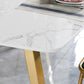 Rectangle Golden Base Dining Table Glam Faux Marble Table for Kitchen Clearhalo 'Dining Tables & Seating' 'Dining Tables' 'dining_table' 'furn' 'furn_dining_table' 'Furniture' 'Kitchen & Dining Furniture' 6419193