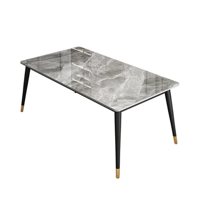 Rectangle Black Base Dining Table Modern Stone Table for Dining Room Use Without Chairs Clearhalo 'Dining Tables & Seating' 'Dining Tables' 'dining_table' 'furn' 'furn_dining_table' 'Furniture' 'Kitchen & Dining Furniture' 6419203