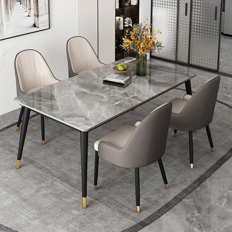 Rectangle Black Base Dining Table Modern Stone Table for Dining Room Use 51.2"L x 27.6"W x 29.5"H Without Chairs Clearhalo 'Dining Tables & Seating' 'Dining Tables' 'dining_table' 'furn' 'furn_dining_table' 'Furniture' 'Kitchen & Dining Furniture' 6419204