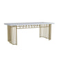 Table à manger rectangulaire à base dorée, Table en bois moderne pour salle à manger