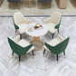 Table à manger ronde à base dorée, Table glamour en Faux marbre pour la maison