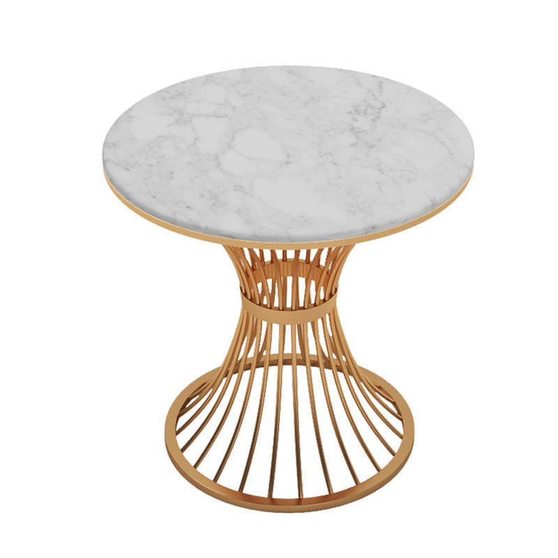 Table à manger ronde à base dorée, Table glamour en Faux marbre pour la maison