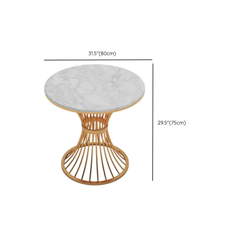 Table à manger ronde à base dorée, Table glamour en Faux marbre pour la maison