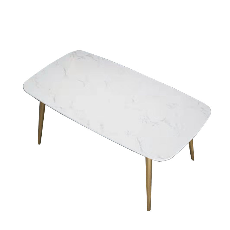 Traditional Luxury Rectangle Dining Table White Faux Marble Top Table for Home 47.2"L x 23.6"W x 29.5"H Without Chairs Clearhalo 'Dining Tables & Seating' 'Dining Tables' 'dining_table' 'furn' 'furn_dining_table' 'Furniture' 'Kitchen & Dining Furniture' 6419272