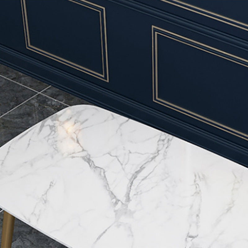 Traditional Luxury Rectangle Dining Table White Faux Marble Top Table for Home Clearhalo 'Dining Tables & Seating' 'Dining Tables' 'dining_table' 'furn' 'furn_dining_table' 'Furniture' 'Kitchen & Dining Furniture' 6419277