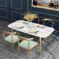 Traditional Luxury Rectangle Dining Table White Faux Marble Top Table for Home Clearhalo 'Dining Tables & Seating' 'Dining Tables' 'dining_table' 'furn' 'furn_dining_table' 'Furniture' 'Kitchen & Dining Furniture' 6419281