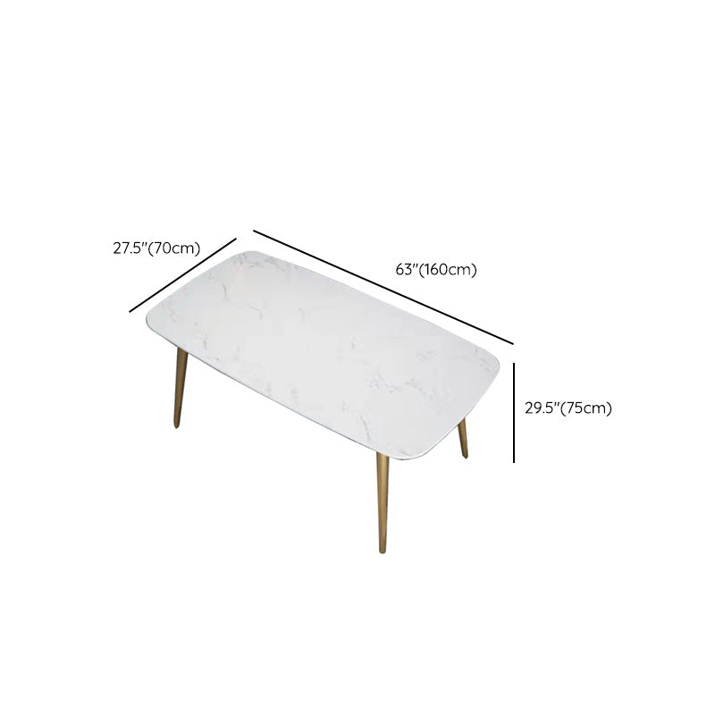 Traditional Luxury Rectangle Dining Table White Faux Marble Top Table for Home Clearhalo 'Dining Tables & Seating' 'Dining Tables' 'dining_table' 'furn' 'furn_dining_table' 'Furniture' 'Kitchen & Dining Furniture' 6419284