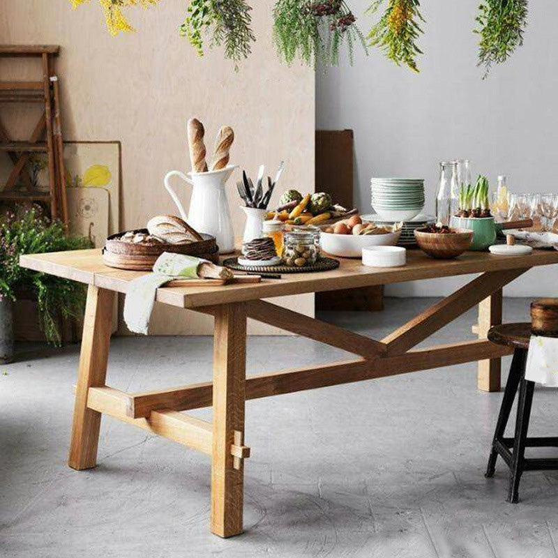 Mesa de comedor rectangular con caballete, mesa de madera moderna para comedor y cocina