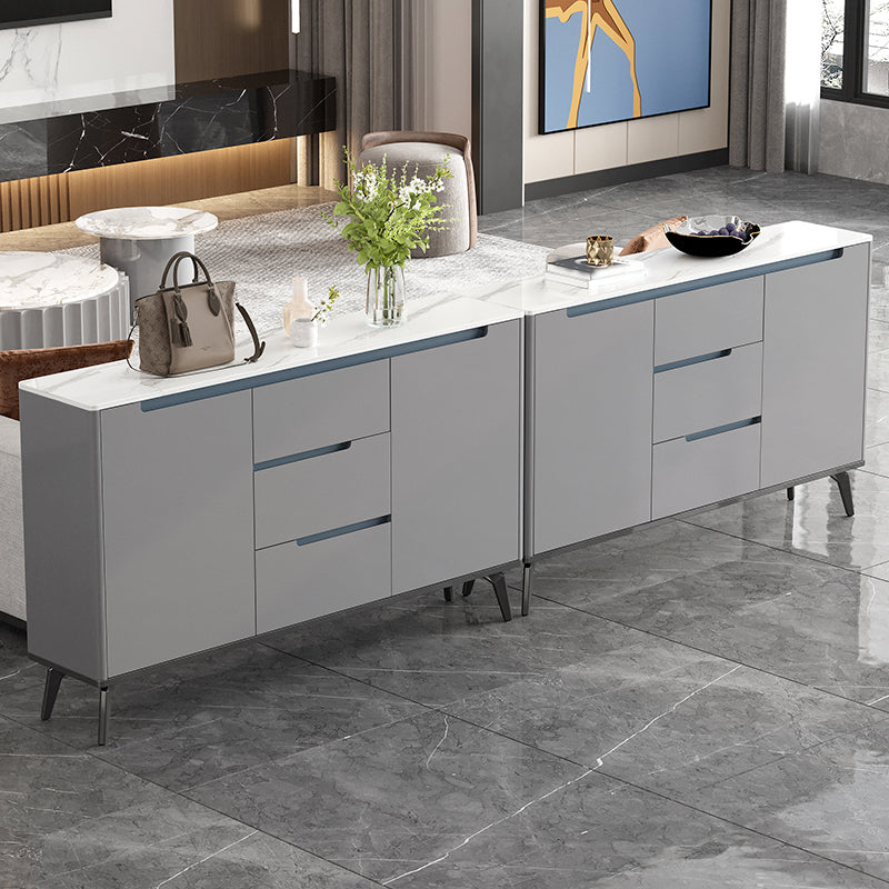 Modern Antique Finish Credenza 3 Drawer Sintered Stone Sideboard Cabinet Clearhalo 'buffet_sideboard' 'Buffets & Sideboards' 'furn' 'furn_buffet_sideboard' 'Furniture' 'Kitchen & Dining Furniture' 6419307