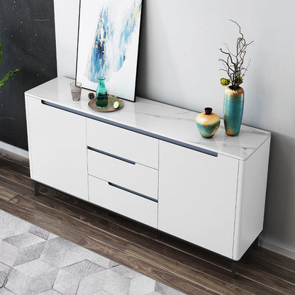 Modern Antique Finish Credenza 3 Drawer Sintered Stone Sideboard Cabinet White Clearhalo 'buffet_sideboard' 'Buffets & Sideboards' 'furn' 'furn_buffet_sideboard' 'Furniture' 'Kitchen & Dining Furniture' 6419309