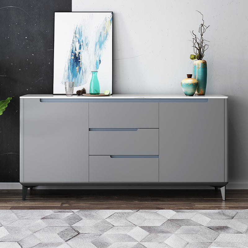 Modern Antique Finish Credenza 3 Drawer Sintered Stone Sideboard Cabinet Clearhalo 'buffet_sideboard' 'Buffets & Sideboards' 'furn' 'furn_buffet_sideboard' 'Furniture' 'Kitchen & Dining Furniture' 6419310