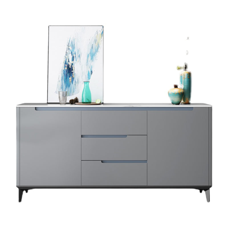 Modern Antique Finish Credenza 3 Drawer Sintered Stone Sideboard Cabinet Clearhalo 'buffet_sideboard' 'Buffets & Sideboards' 'furn' 'furn_buffet_sideboard' 'Furniture' 'Kitchen & Dining Furniture' 6419316