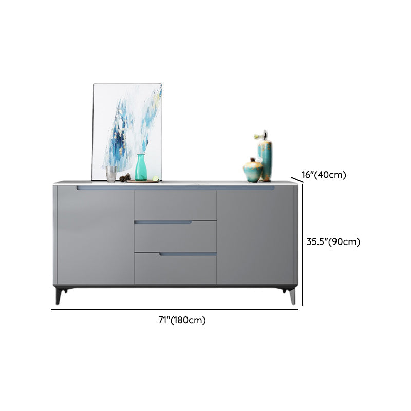 Modern Antique Finish Credenza 3 Drawer Sintered Stone Sideboard Cabinet Clearhalo 'buffet_sideboard' 'Buffets & Sideboards' 'furn' 'furn_buffet_sideboard' 'Furniture' 'Kitchen & Dining Furniture' 6419327