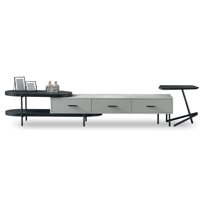 Contemporary Media Console TV Stand Faux Wood TV Stand with Drawers Black-Dark Gray Clearhalo 'furn' 'furn_tv_stands_entertainment_centers' 'Furniture' 'Living Room Furniture' 'TV Stands & Entertainment Centers' 'TV Stands & Media Storage Furniture' 'tv_stands_entertainment_centers' 6419418