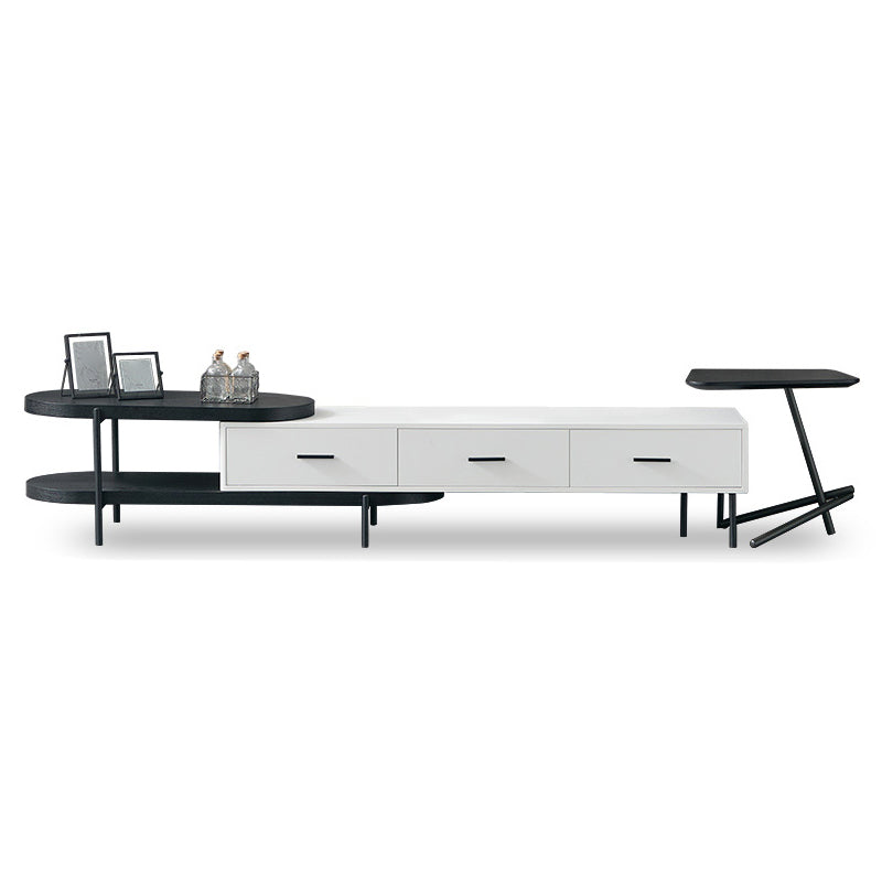 Contemporary Media Console TV Stand Faux Wood TV Stand with Drawers Black-White Clearhalo 'furn' 'furn_tv_stands_entertainment_centers' 'Furniture' 'Living Room Furniture' 'TV Stands & Entertainment Centers' 'TV Stands & Media Storage Furniture' 'tv_stands_entertainment_centers' 6419419