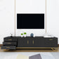 Glam TV Media Stand 16" W Wood Enclosed Storage TV Stand Console with Drawers 63"L x 18"W x 20"H Black Clearhalo 'furn' 'furn_tv_stands_entertainment_centers' 'Furniture' 'Living Room Furniture' 'TV Stands & Entertainment Centers' 'TV Stands & Media Storage Furniture' 'tv_stands_entertainment_centers' 6419512