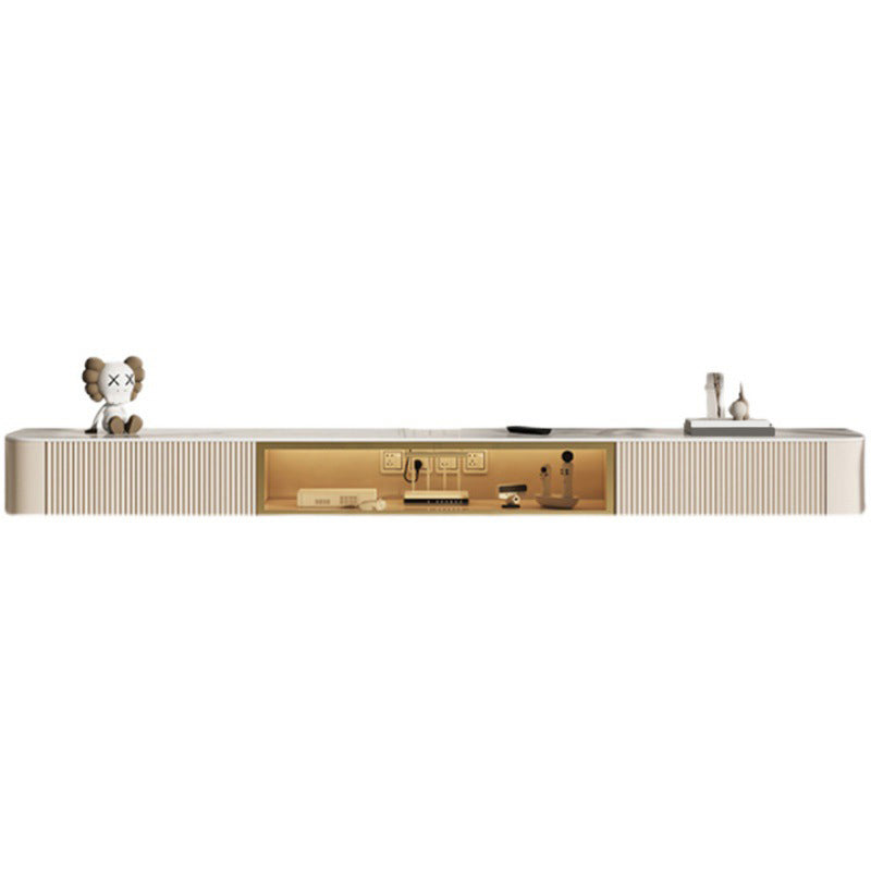 Glam Stone TV Console Floating TV Media Stand with Doors for Living Room 87"L x 12"W x 8"H Clearhalo 'furn' 'furn_tv_stands_entertainment_centers' 'Furniture' 'Living Room Furniture' 'TV Stands & Entertainment Centers' 'TV Stands & Media Storage Furniture' 'tv_stands_entertainment_centers' 6419527