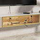 Glam Stone TV Console Floating TV Media Stand with Doors for Living Room Clearhalo 'furn' 'furn_tv_stands_entertainment_centers' 'Furniture' 'Living Room Furniture' 'TV Stands & Entertainment Centers' 'TV Stands & Media Storage Furniture' 'tv_stands_entertainment_centers' 6419531