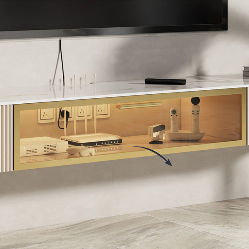 Glam Stone TV Console Floating TV Media Stand with Doors for Living Room Clearhalo 'furn' 'furn_tv_stands_entertainment_centers' 'Furniture' 'Living Room Furniture' 'TV Stands & Entertainment Centers' 'TV Stands & Media Storage Furniture' 'tv_stands_entertainment_centers' 6419531