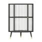 Curio Curio Curio Cabinet in metallo Porte in vetro armadio con gambe per soggiorno