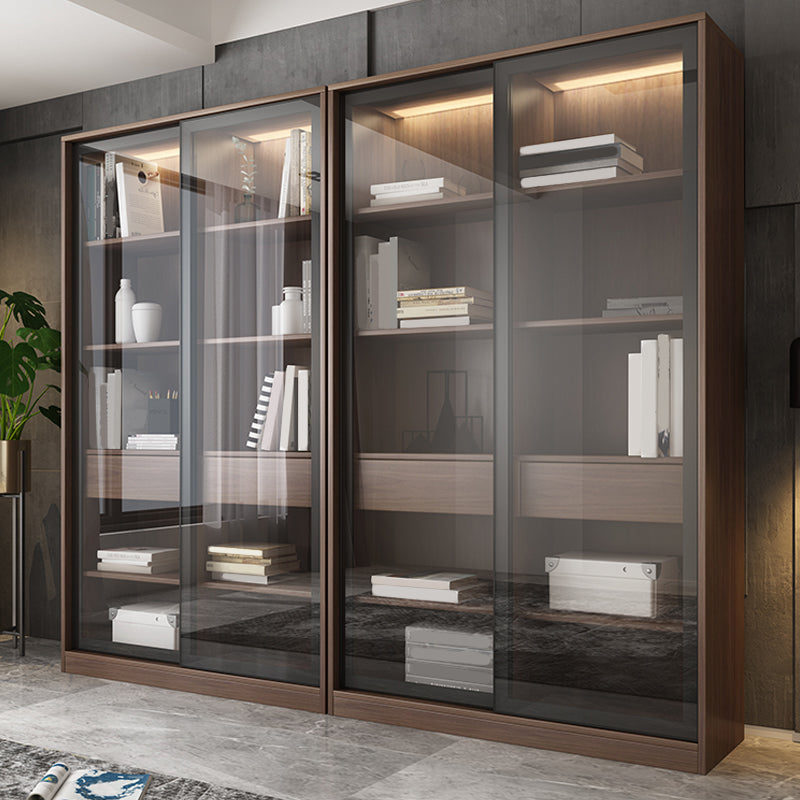 現代のフェイクウッドディスプレイキャビネットスライドドアリビングルーム用の収納キャビネット