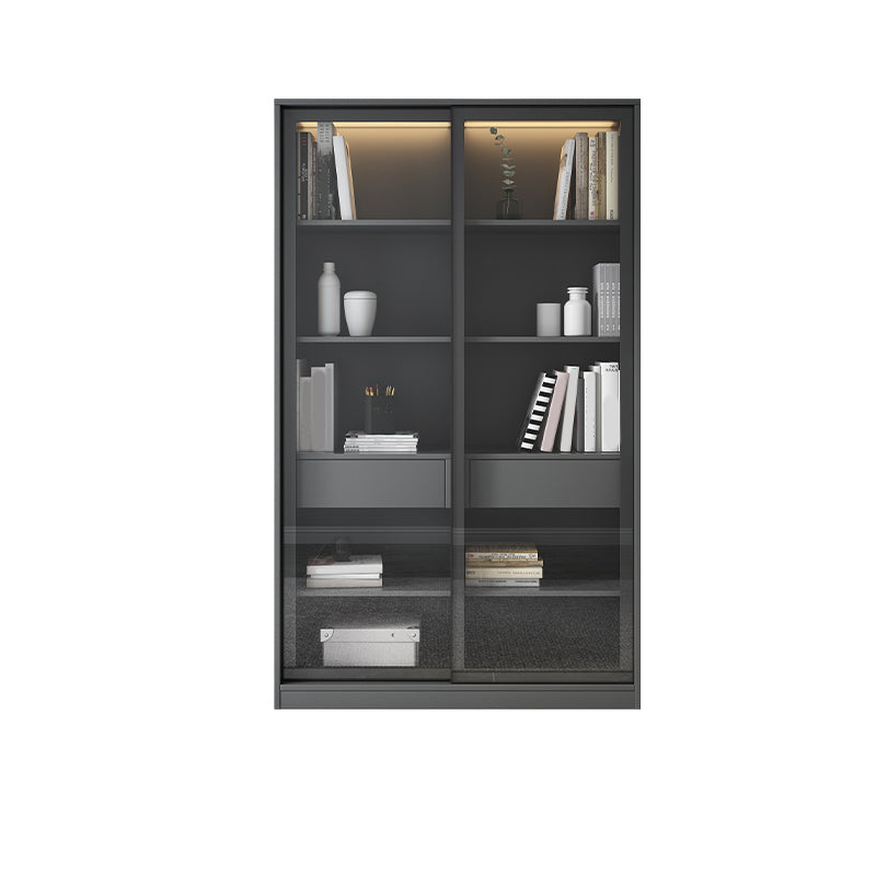 現代のフェイクウッドディスプレイキャビネットスライドドアリビングルーム用の収納キャビネット