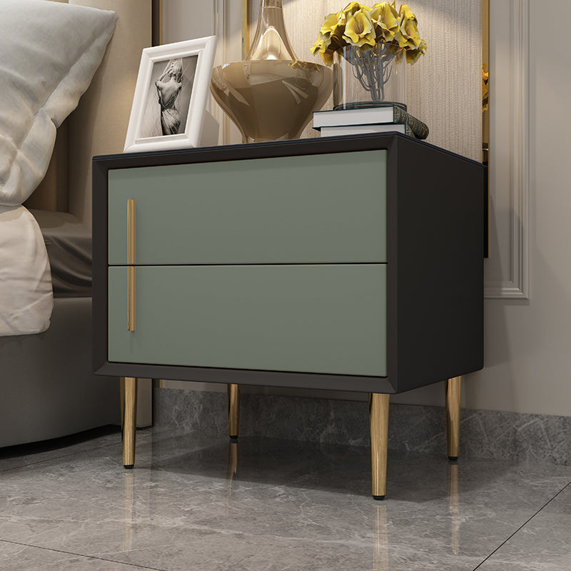 Solid Wood Night Table Contemporary Bed Nightstand with 2 Drawers Grey 1 Piece Clearhalo 'Bedroom Furniture' 'furn' 'furn_night_stand' 'Furniture' 'night_stand' 'Nightstands' 6420968
