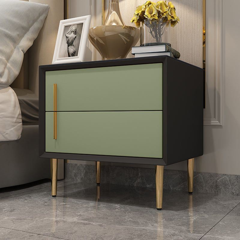 Solid Wood Night Table Contemporary Bed Nightstand with 2 Drawers Green 1 Piece Clearhalo 'Bedroom Furniture' 'furn' 'furn_night_stand' 'Furniture' 'night_stand' 'Nightstands' 6420970