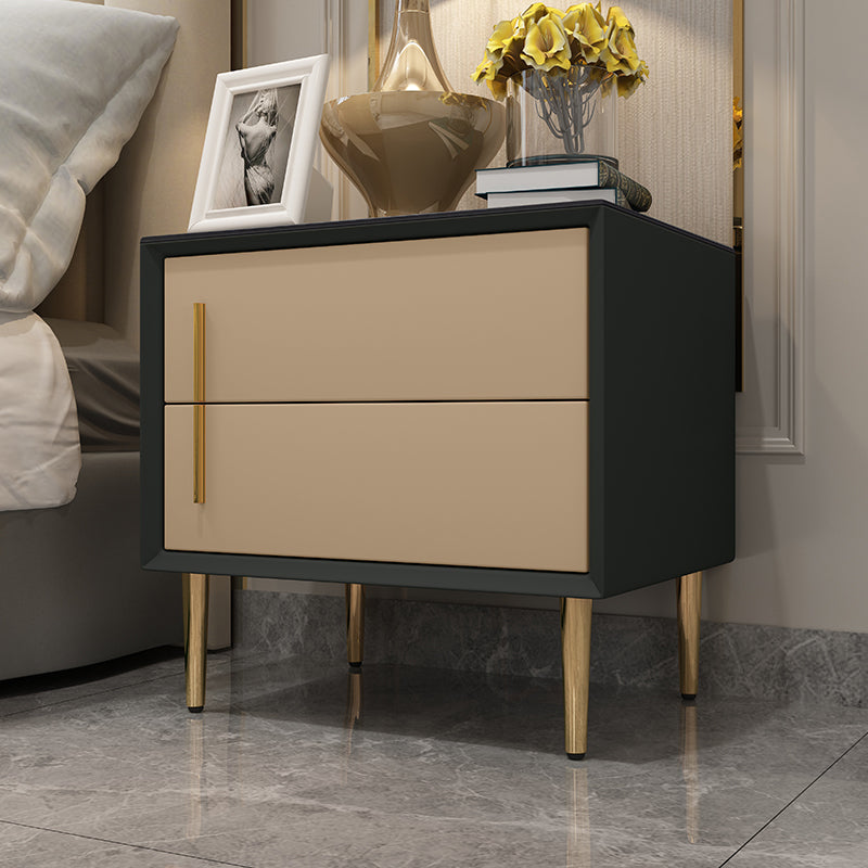 Solid Wood Night Table Contemporary Bed Nightstand with 2 Drawers Beige 1 Piece Clearhalo 'Bedroom Furniture' 'furn' 'furn_night_stand' 'Furniture' 'night_stand' 'Nightstands' 6420971