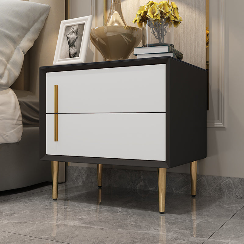 Solid Wood Night Table Contemporary Bed Nightstand with 2 Drawers White 1 Piece Clearhalo 'Bedroom Furniture' 'furn' 'furn_night_stand' 'Furniture' 'night_stand' 'Nightstands' 6420974
