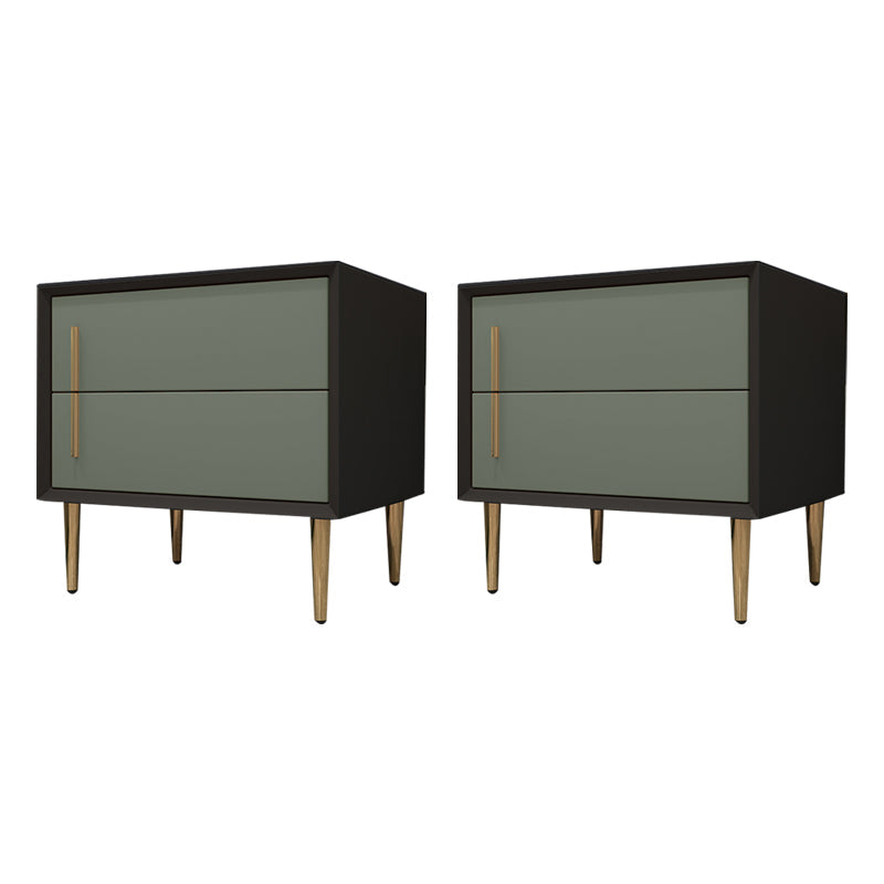 Solid Wood Night Table Contemporary Bed Nightstand with 2 Drawers Grey 2 Piece Set Clearhalo 'Bedroom Furniture' 'furn' 'furn_night_stand' 'Furniture' 'night_stand' 'Nightstands' 6420978