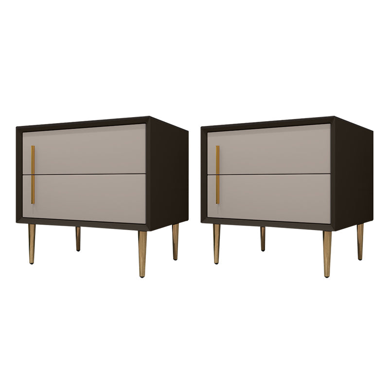 Solid Wood Night Table Contemporary Bed Nightstand with 2 Drawers Gray-Khaki 2 Piece Set Clearhalo 'Bedroom Furniture' 'furn' 'furn_night_stand' 'Furniture' 'night_stand' 'Nightstands' 6420981