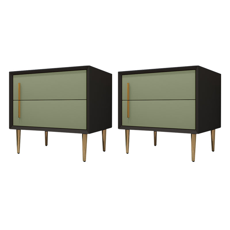 Solid Wood Night Table Contemporary Bed Nightstand with 2 Drawers Green 2 Piece Set Clearhalo 'Bedroom Furniture' 'furn' 'furn_night_stand' 'Furniture' 'night_stand' 'Nightstands' 6420986