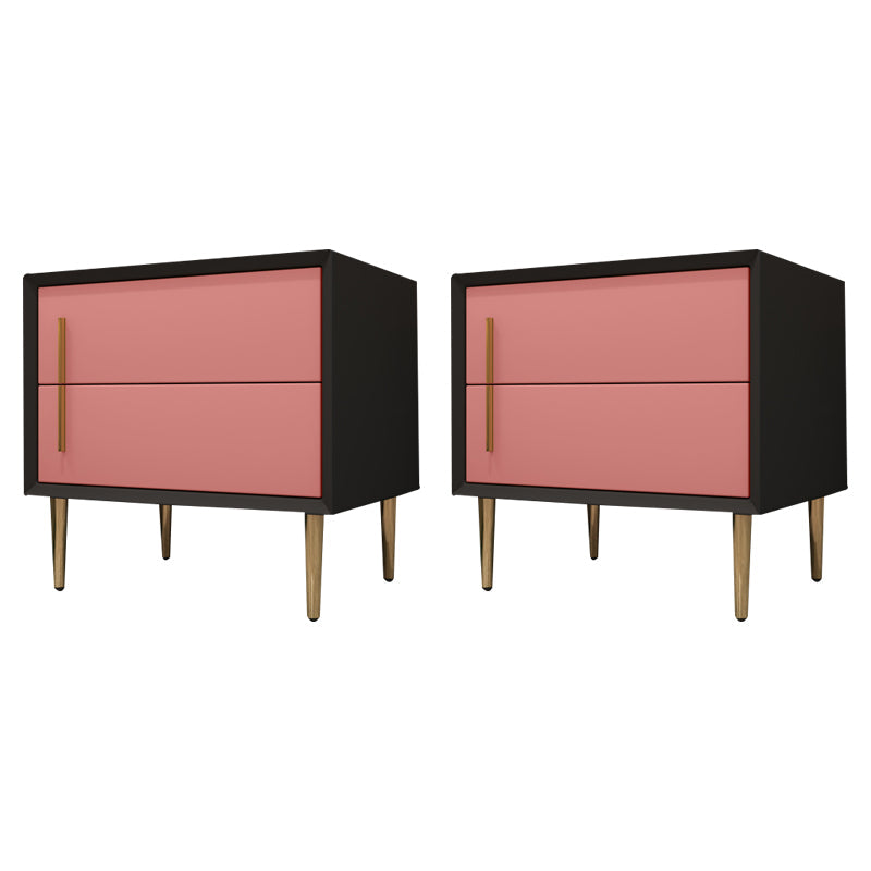 Solid Wood Night Table Contemporary Bed Nightstand with 2 Drawers Pink 2 Piece Set Clearhalo 'Bedroom Furniture' 'furn' 'furn_night_stand' 'Furniture' 'night_stand' 'Nightstands' 6420991