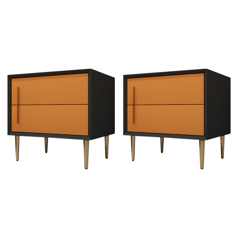 Solid Wood Night Table Contemporary Bed Nightstand with 2 Drawers Orange 2 Piece Set Clearhalo 'Bedroom Furniture' 'furn' 'furn_night_stand' 'Furniture' 'night_stand' 'Nightstands' 6420994