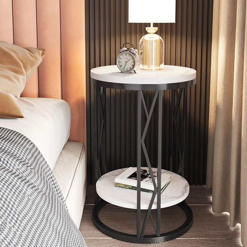 Industrial Bed Nightstand Open Storage Accent Table Nightstand for Bedroom Black White 1 Piece Clearhalo 'Bedroom Furniture' 'furn' 'furn_night_stand' 'Furniture' 'night_stand' 'Nightstands' 6420999
