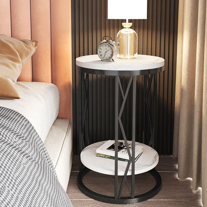 Industrial Bed Nightstand Open Storage Accent Table Nightstand for Bedroom Black White 1 Piece Clearhalo 'Bedroom Furniture' 'furn' 'furn_night_stand' 'Furniture' 'night_stand' 'Nightstands' 6420999