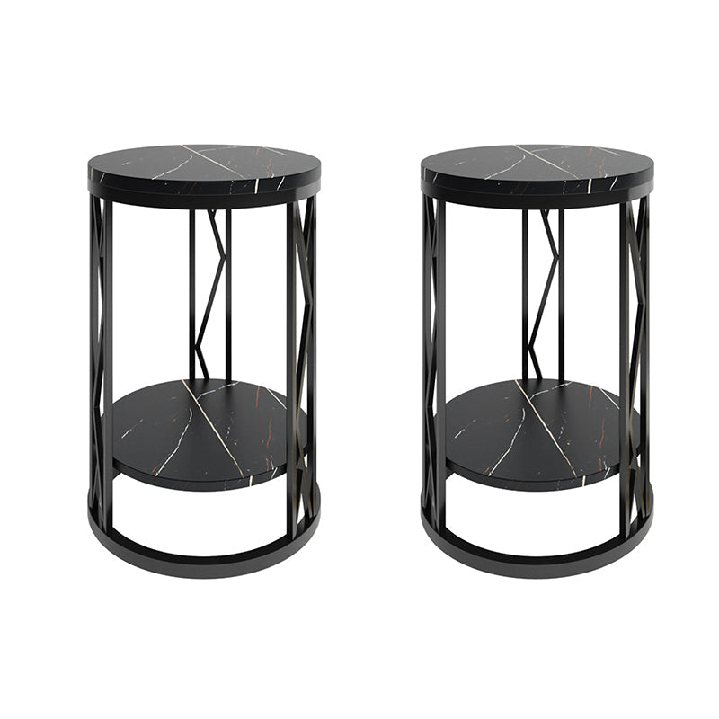Industrial Bed Nightstand Open Storage Accent Table Nightstand for Bedroom Black 2 Piece Set Clearhalo 'Bedroom Furniture' 'furn' 'furn_night_stand' 'Furniture' 'night_stand' 'Nightstands' 6421001